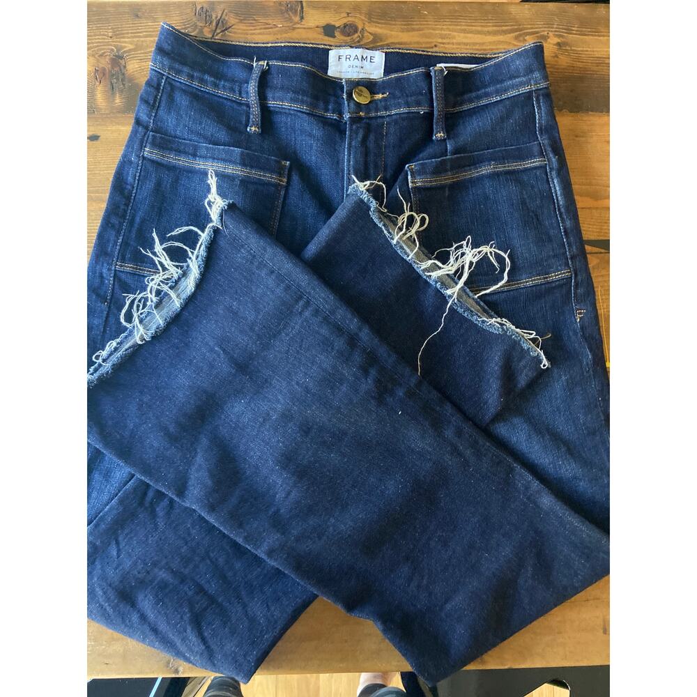 Frame Le Bardot Dark Wash Crop Flare Sz 26